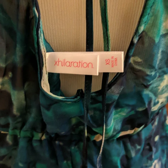 Teal green floral dress with slip dress underneath - Picture 5 of 5